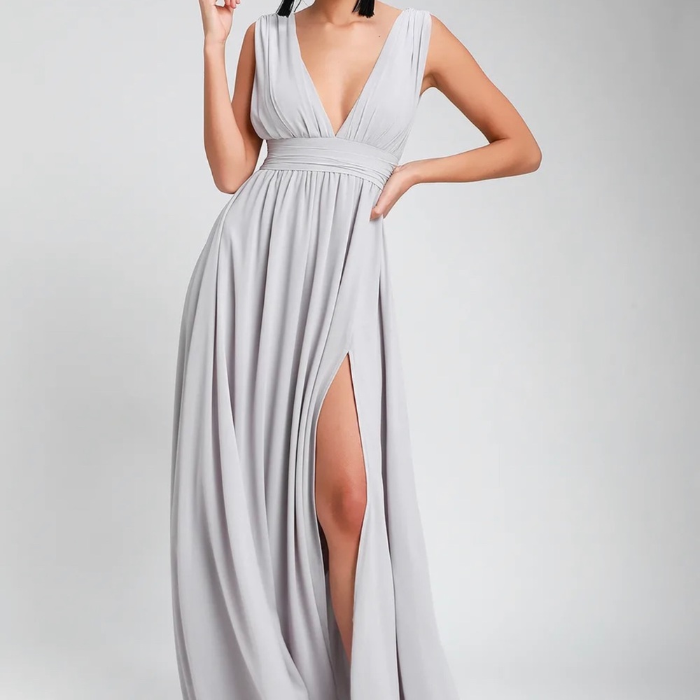 Lulus Heavenly Hues Maxi Dress light grey nwt